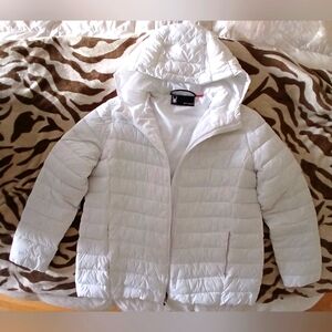 New. Spyder white hooded zip up puffer jacket